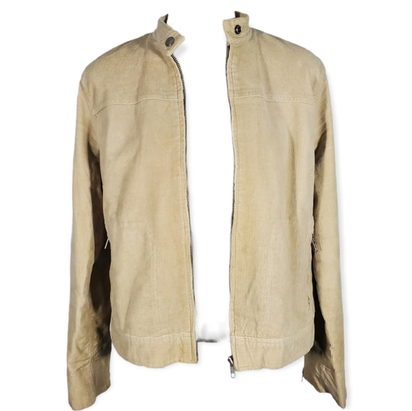 NY&COMPANY Corduroy Zip-up Bomber Jacket Tan Zippered Pockets Size M - Picture 4 of 12